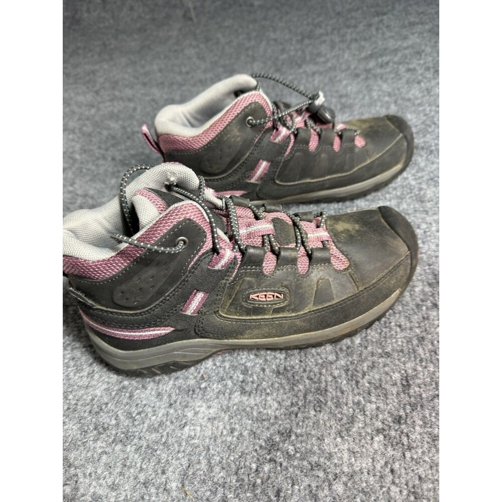 Keen Targhee Waterproof Hiking Boots – Girls Size 3 – Black/Pink – Mid – Bungee - Picture 7 of 7